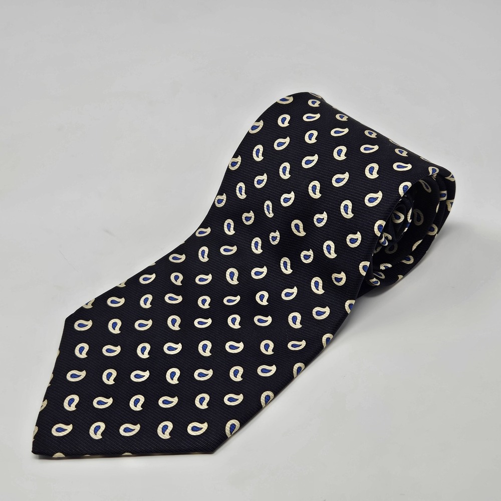 Polo Ralph Lauren Tie Mens Navy Paisley Silk Hand Made Formal Wedding Office